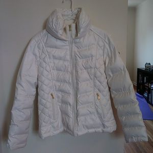 Guess White Quilted Down Feather Puffer Coat L
